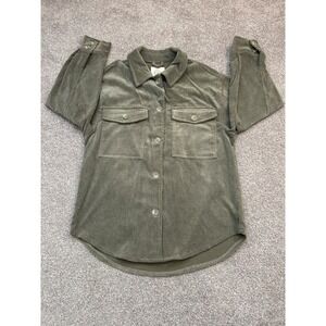 Stoosh Corduroy Shirt Womens Medium Olive Green Excellent Button Down Shacket